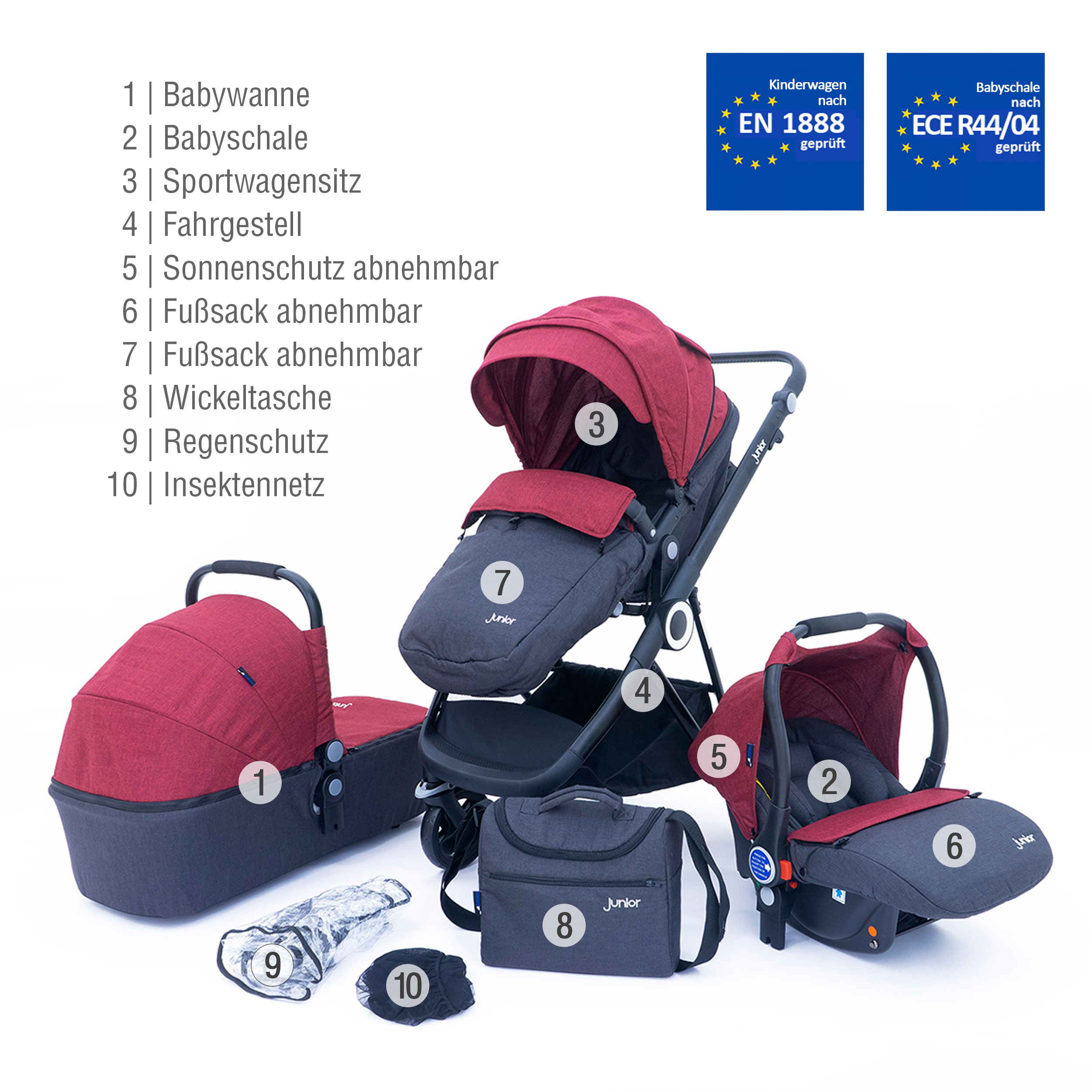 Kombi-Kinderwagenset grau | Kinderwagen | PETEX junior | PETEX Onlineshop |  Autozubehör direkt vom Hersteller