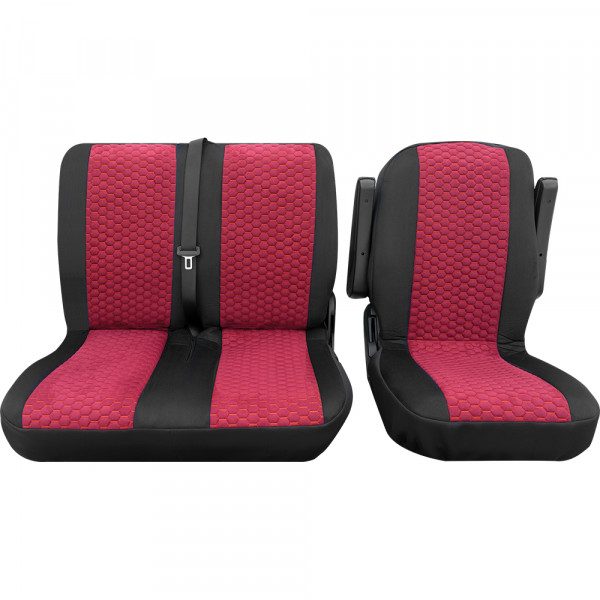 Hexagon Einzelsitz/Doppelsitz vorne 3-tlg. rot passend für Ford Transit mit  Automatikgetriebe ab 01/, Business Class, Sitzbezüge, PETEX Onlineshop