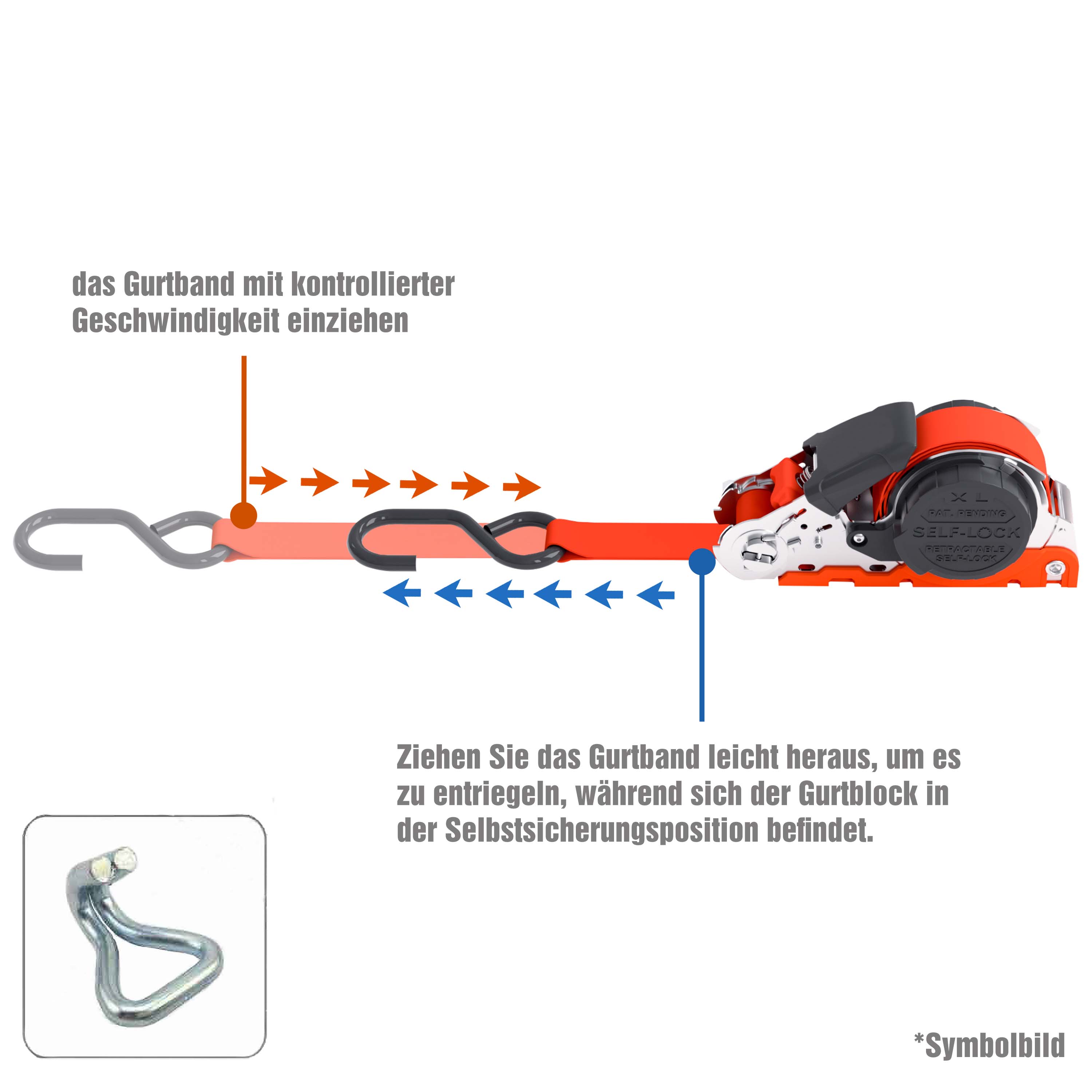 Automatik-Ratschenspanngurt rot | Ratschenspanngurte | Ladungssicherung |  PETEX Onlineshop | Autozubehör direkt vom Hersteller