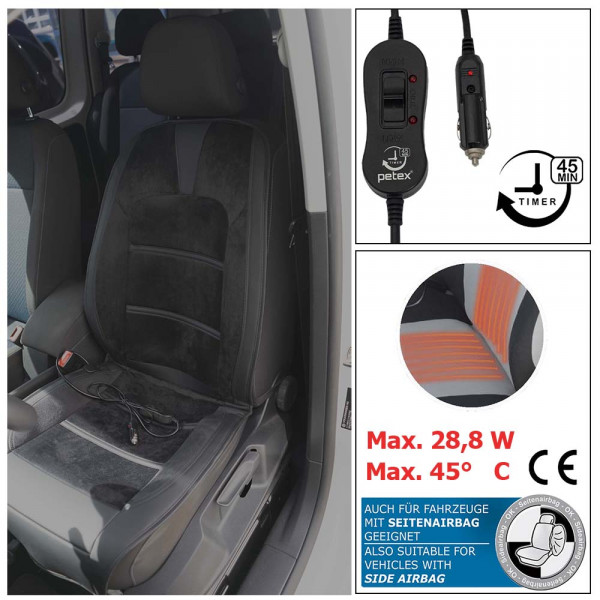 Sitzaufleger Sitzheizung Capri schwarz für Fahrer- oder Beifahrersitz |  Sitzaufleger | Sitzbezüge | PETEX Onlineshop | Autozubehör direkt vom  Hersteller
