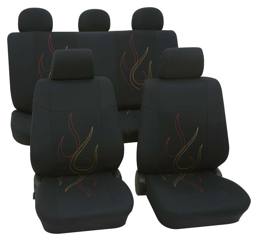 Sitzbezugset Universal Eco Class Flames schwarz
11-teilig Größe SAB 1 Vario