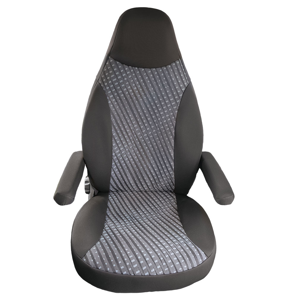 Sitzbezug Universal Business Class Holiday 3 grau
Vordersitzbezug für Wohnmobile auf Fiat Ducato, Peugeot Boxer und Citroen Jumper Basis
wahlweise für Fahrer- / Beifahrersitz
mit integrierter Kopfstütze und Armlehnenauschnitten