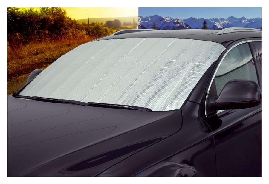 Premium-Frontscheibenabdeckung
für Fahrzeuge mit geteilten Seitenscheiben,
150 x 100 cm